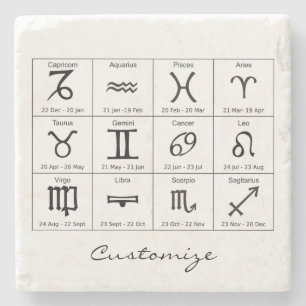 Zodiac Sun Sign Astrology Calendar Thunder_Cove Stone Coaster