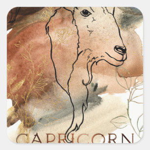 Zodiac symbol Capricorn goat horoscope planets Square Sticker