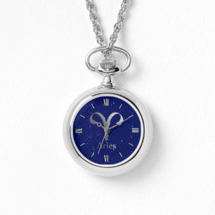 Zodiac Symbol for Aries on Deep Midnight Blue Watch