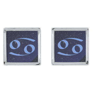 Zodiac Symbol for Cancer in Deep Indigo Blue Cufflinks
