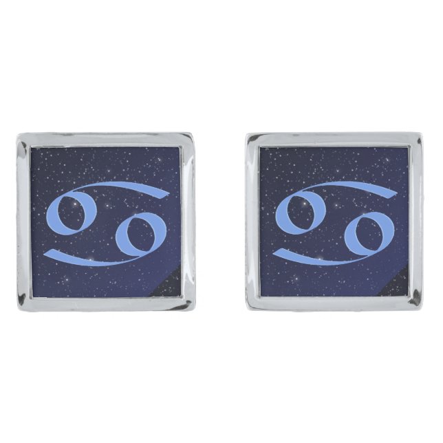Zodiac Symbol for Cancer in Deep Indigo Blue Cufflinks (Front)