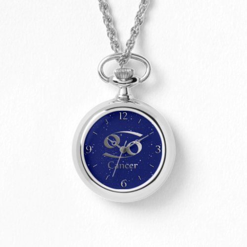 Zodiac Symbol for Cancer on Deep Midnight Blue  Watch