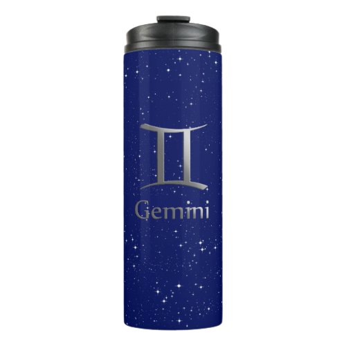 Zodiac Symbol for Gemini on Deep Midnight Blue  Thermal Tumbler