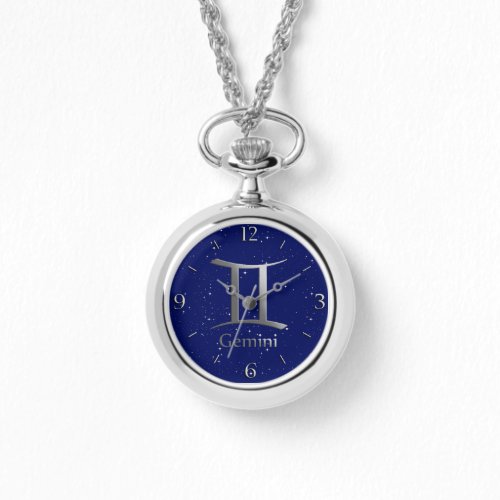 Zodiac Symbol for Gemini on Deep Midnight Blue  Watch