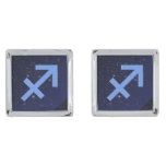 Zodiac Symbol for Sagittarius in Deep Indigo Blue  Cufflinks