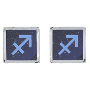 Zodiac Symbol for Sagittarius in Deep Indigo Blue Cufflinks
