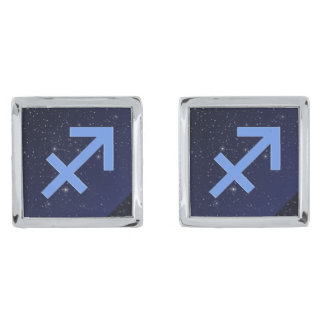 Zodiac Symbol for Sagittarius in Deep Indigo Blue Cufflinks