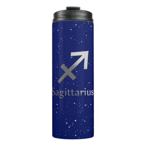 Zodiac Symbol for Sagittarius on Midnight Blue  Thermal Tumbler