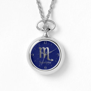 Zodiac Symbol for Scorpio on Deep Midnight Blue Watch