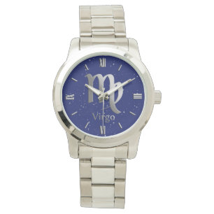 Zodiac Symbol for Virgo on Deep Midnight Blue Watch