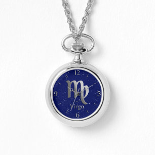 Zodiac Symbol for Virgo on Deep Midnight Blue Watch