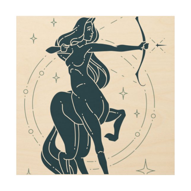 Zodiac Symbol Sagittarius Wood Wall Art (Front)