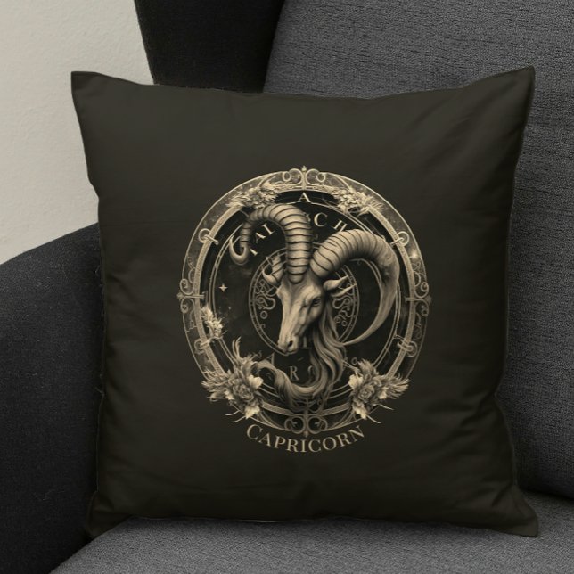 Zodiac Symbol Sea Goat Celestial Fantasy Capricorn Throw Pillow (Creator Uploaded)