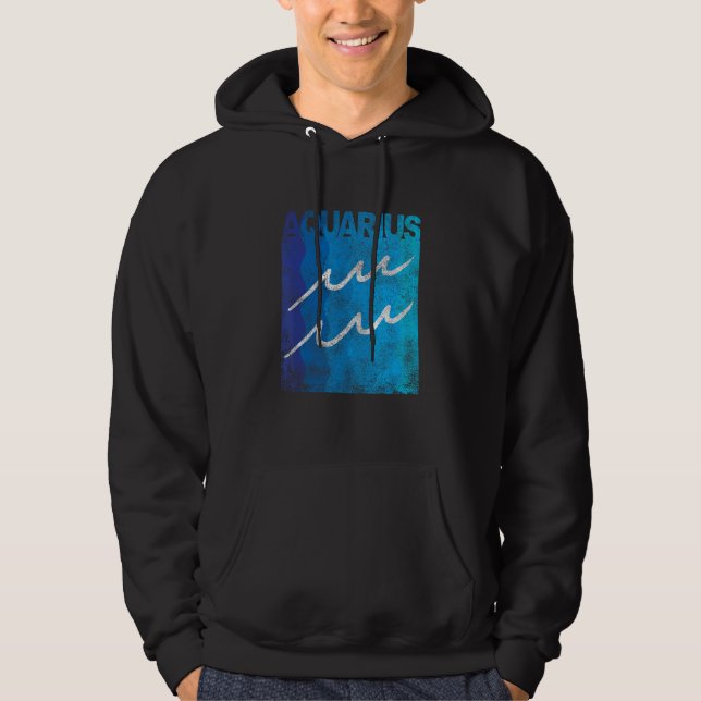 Zodiac Symbol Sign Aquarius Mens or Womens Hoodie (Front)