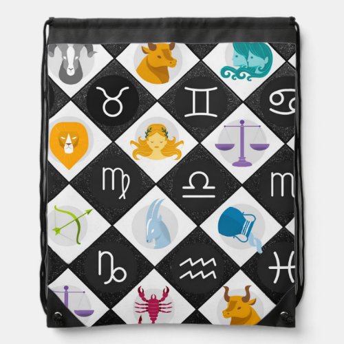 Zodiac Symbols Astrology Signs Drawstring Bag