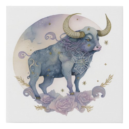Zodiac Taurus Apr_May Faux Wrapped Canvas Print