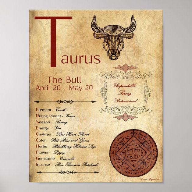 ZODIAC TAURUS Birth Sign POSTER Zazzle