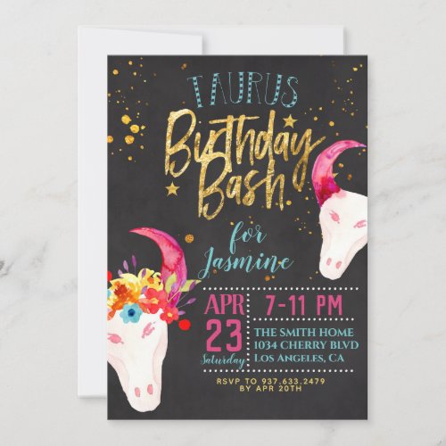 Zodiac Taurus Birthday Invitation