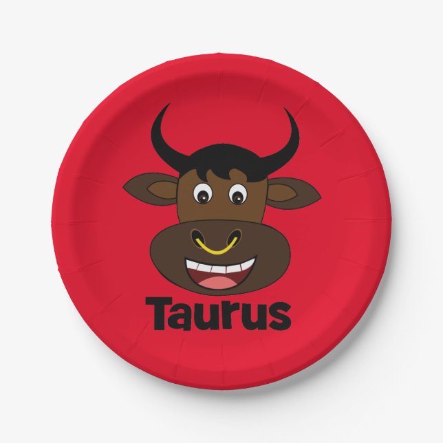 Zodiac Taurus Bull Birthday Party Paper Plates (Front)