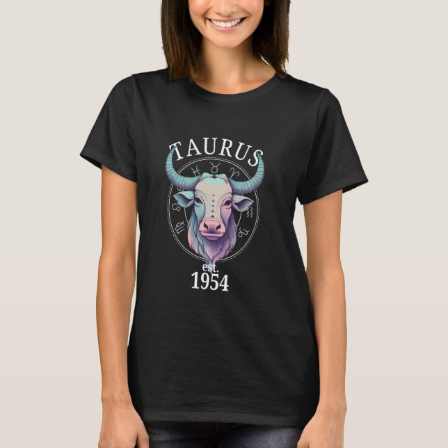 Zodiac Taurus Bull Born in 1954 T-Shirt (Front)