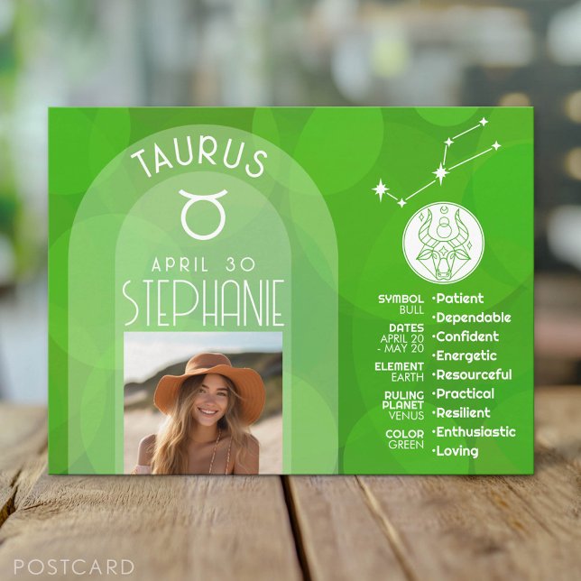 Zodiac Taurus Custom Birthday Photo Astrology Postcard (Custom Postcard)