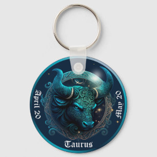 Zodiac Taurus Customise NAME, DATE Keychain