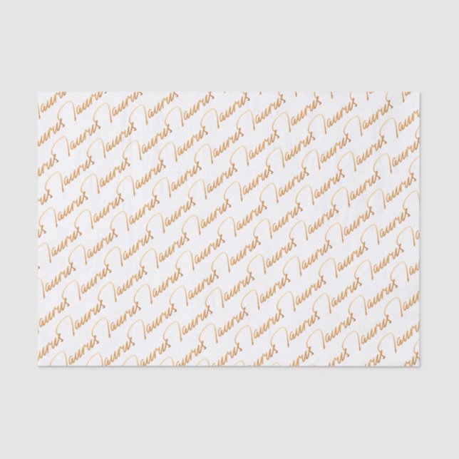 Zodiac "Taurus" Gold Script Tissue Paper (Front)