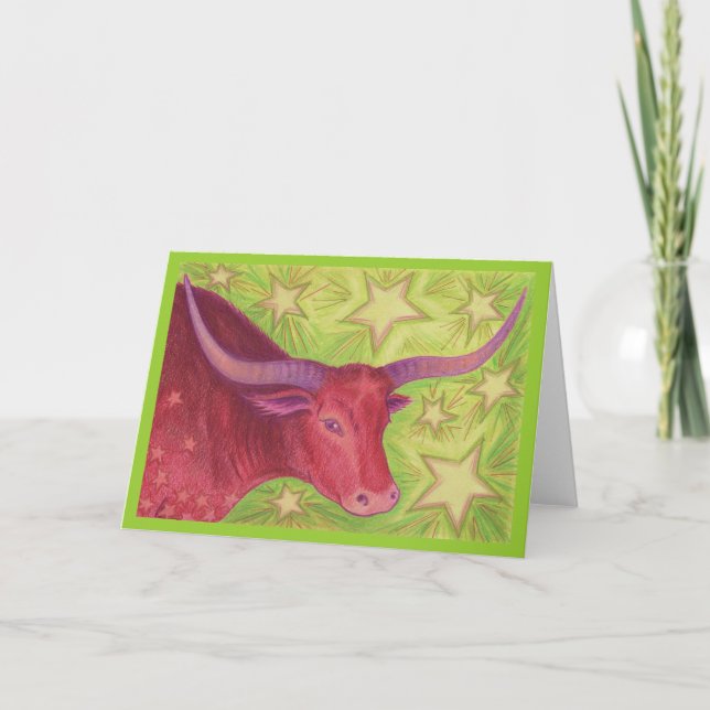 Zodiac Taurus greetings card (Front)