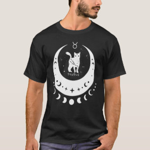 Zodiac Taurus Horoscope Astrology Sign Cat Crescen T-Shirt