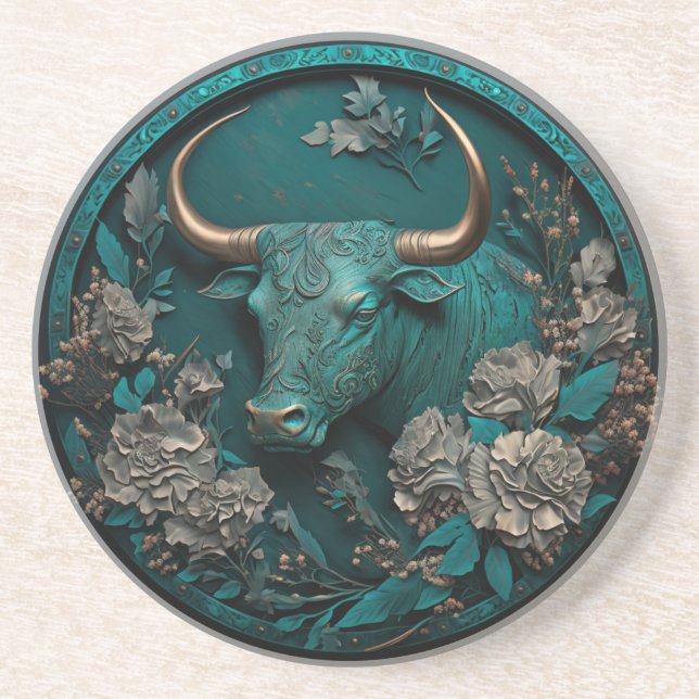 Zodiac Taurus Metal Art Coaster (Front)