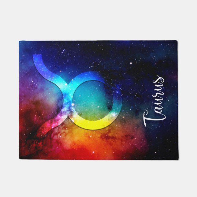 Zodiac : Taurus Space Rainbow Doormat (Front)