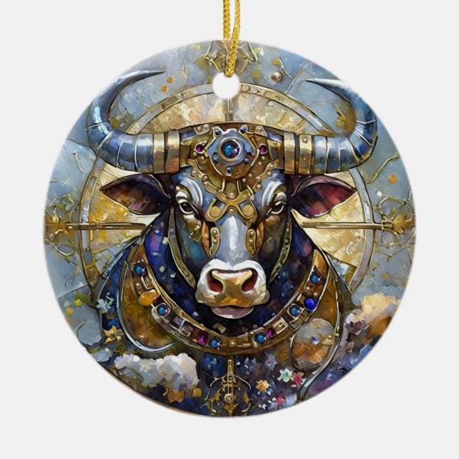 Zodiac - Taurus The Bull Ceramic Ornament (Front)