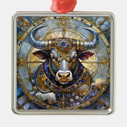 Zodiac _ Taurus The Bull Metal Ornament