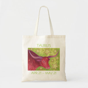 Zodiac Taurus tote bag text