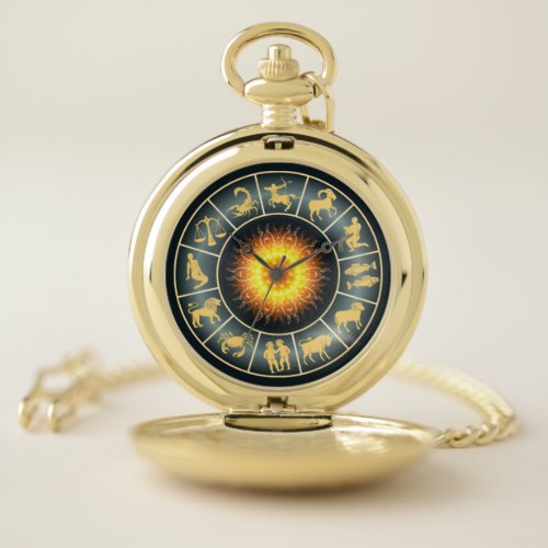 Zodiac  Toasted Sun  Western Astrology  Pocket Watch