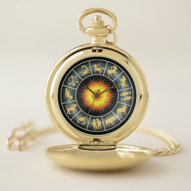 Zodiac ~ Toasted Sun ~ Western Astrology ~ Pocket Watch (Inside)
