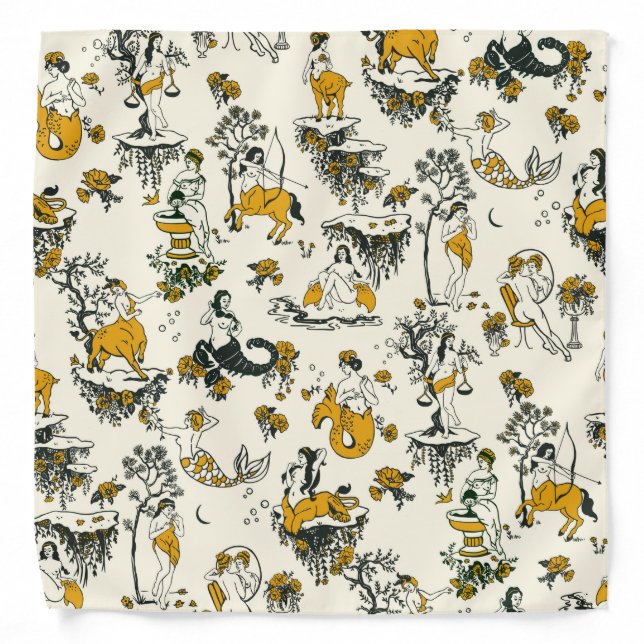 Zodiac Toile Pattern: Astrology & Horoscope Gift Bandana (Front)