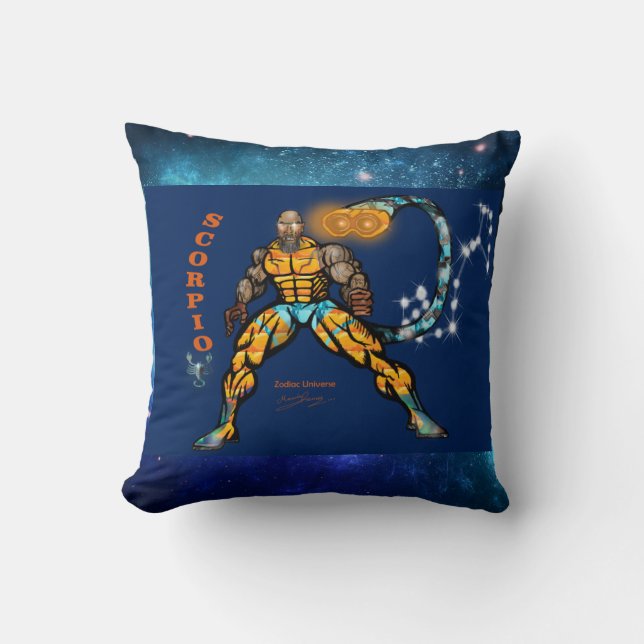 Zodiac Universe-Scorpio Throw Pillow (Front)
