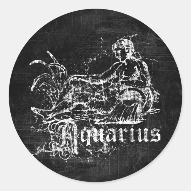 Zodiac Vintage Aquarius Classic Round Sticker (Front)
