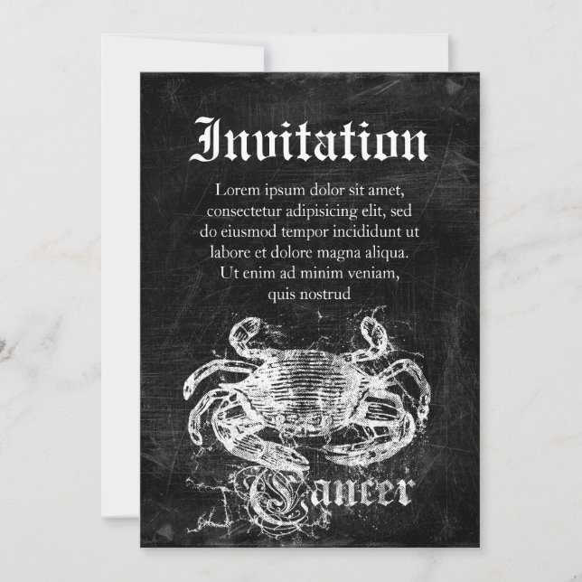 Zodiac Vintage Cancer Invitation (Front)
