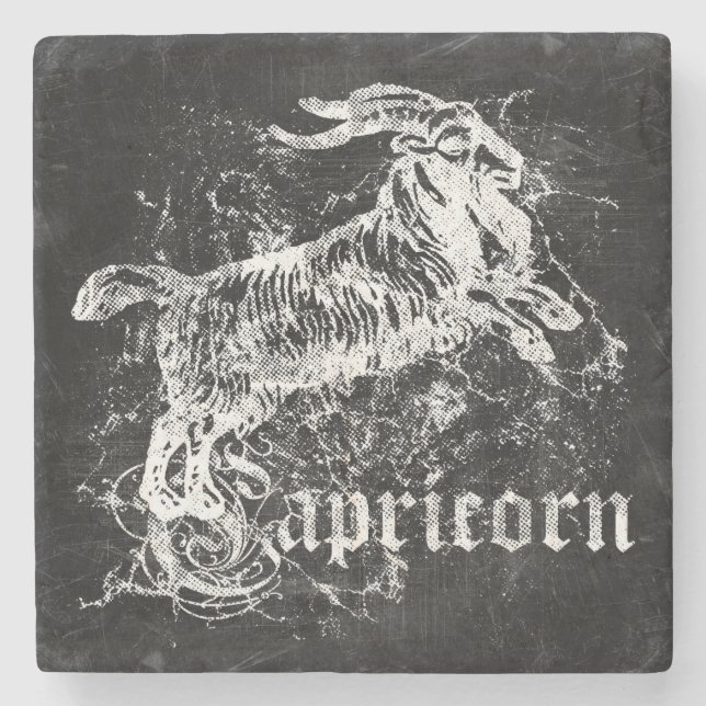 Zodiac Vintage Capricorn Stone Coaster (Front)