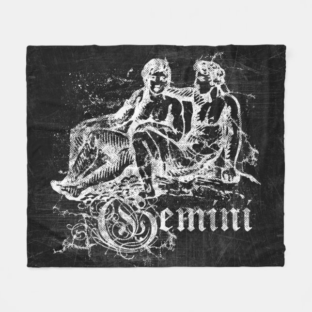Zodiac Vintage Gemini Fleece Blanket (Front (Horizontal))