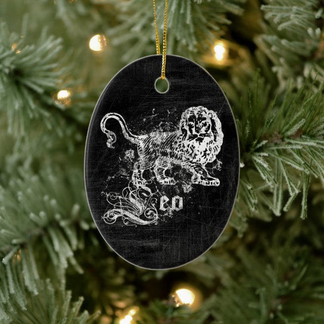 Zodiac Vintage Leo Ceramic Ornament (Tree)