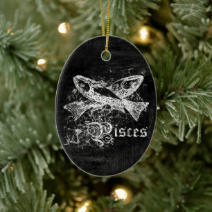 Zodiac Vintage Pisces Ceramic Ornament