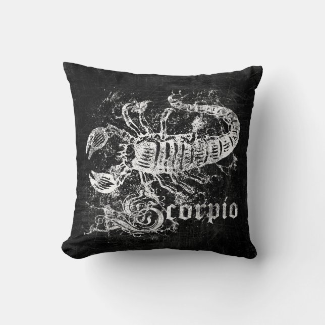 Zodiac Vintage Scorpio Throw Pillow (Front)