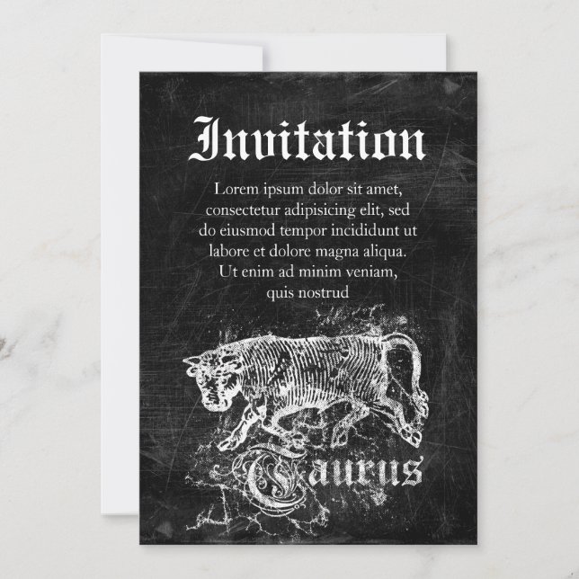 Zodiac Vintage Taurus Invitation (Front)