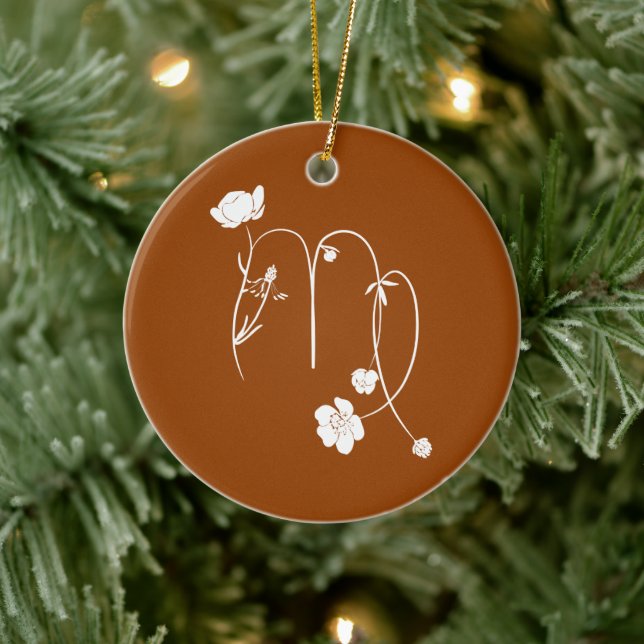 Zodiac Virgo birth flower Ceramic Ornament (Tree)
