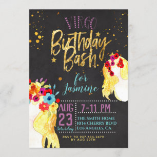 Zodiac Virgo Birthday Invitation