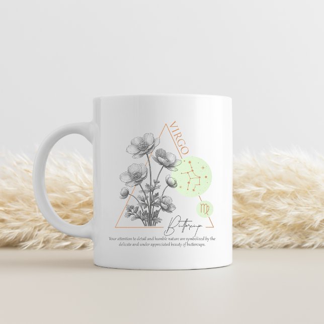 Zodiac Virgo Buttercup Constellation Astrology  Coffee Mug (Virgo Astrology Mug Floral Buttercup Zodiac Birthday Gift)