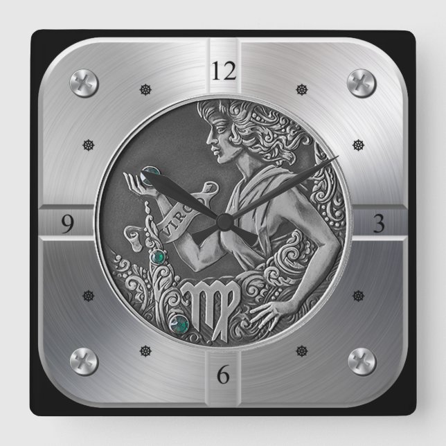 Zodiac ~ Virgo ~ Celestial ~ Western Astrology ~   Square Wall Clock (Front)
